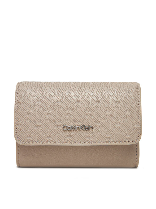 Calvin Klein Sieviešu maks Calvin Klein Ck Must Aop Small Trifold W Zip LV04F1038G Bēšs