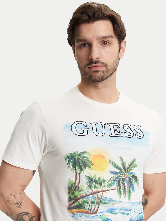 Guess Guess Majica M5YI38 KBW41 Écru Regular Fit