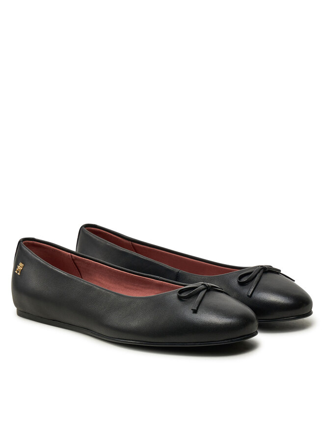 Tommy Hilfiger Ballerine Tommy Hilfiger Ballerina Leather Flat Bow FW0FW08359 Nero