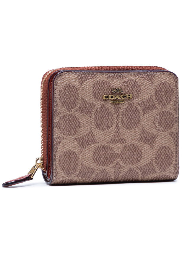Portefeuille femme petit format Coach Sig Cc Bllfld Wal 1076 B4NQ4 Marron chaussures