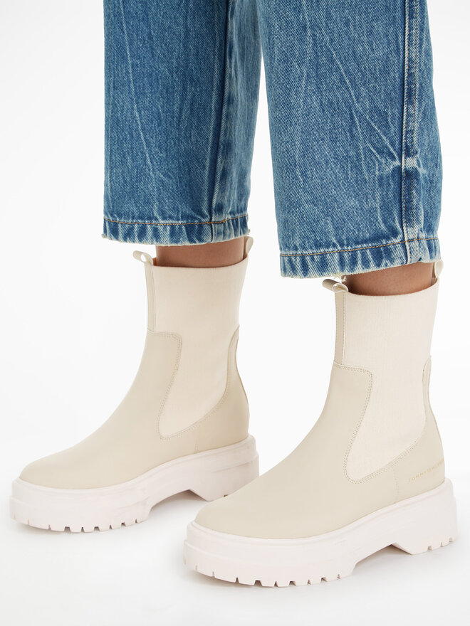 Tommy Hilfiger Боти тип челси Tommy Hilfiger Feminine Seasonal FW0FW07226 Бежов