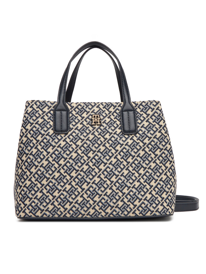 Tommy Hilfiger Kabelka Tommy Hilfiger Th Jacquard Satchel AW0AW17444 Tmavomodrá