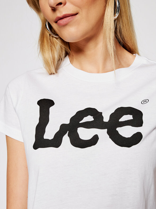 Lee Lee Marškinėliai Logo Tee L42UER12 112109470 Balta Regular Fit