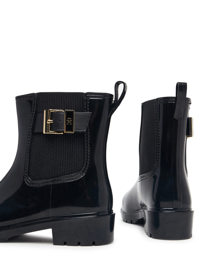 Tommy Hilfiger Gummistiefel Tommy Hilfiger Th Buckle Glossy Ankle Rain Boot FW0FW09543 Schwarz