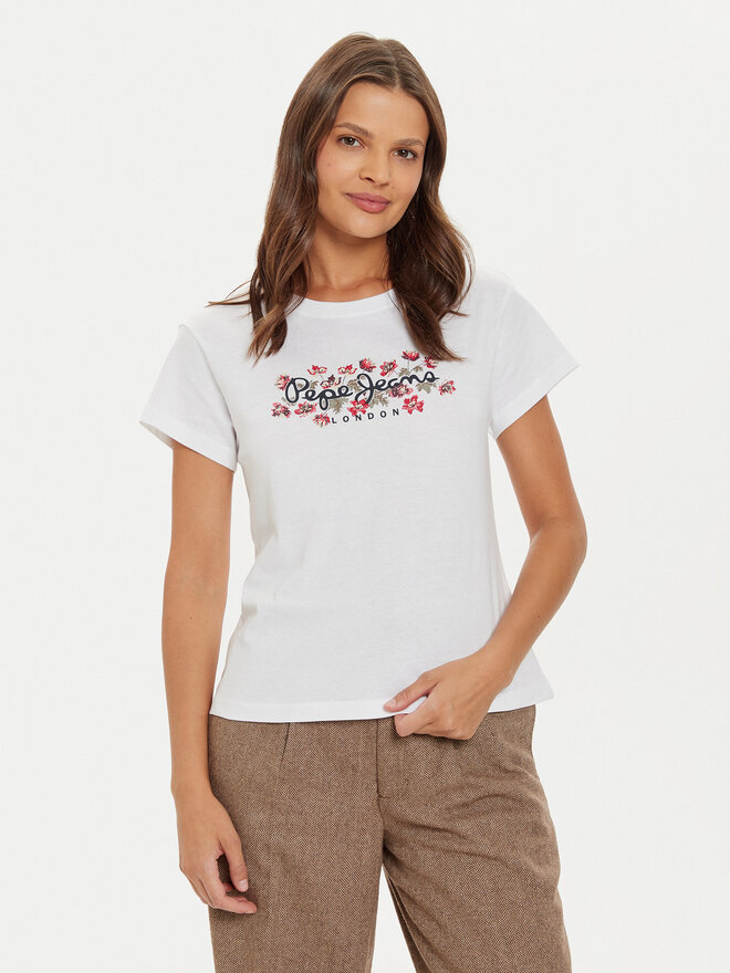 Pepe Jeans Pepe Jeans Marškinėliai Ginny PL505945 Balta Regular Fit