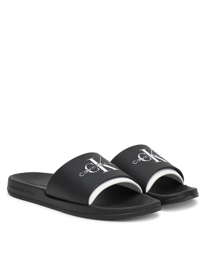 Calvin Klein Jeans Klapki Calvin Klein Jeans Slide Rubber Neoprene Monologo YM0YM00361 Czarny
