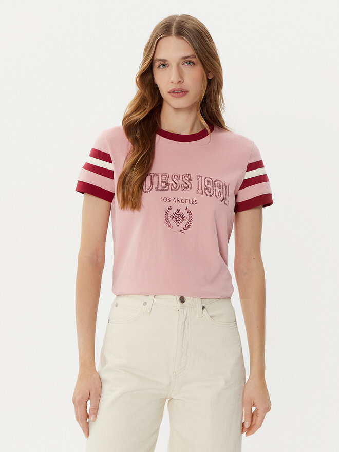 Guess Guess Marškinėliai V5RI00 KA260 Rožinė Regular Fit