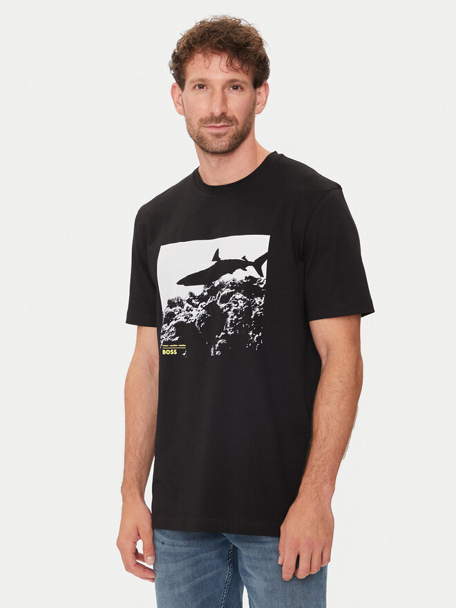 BOSS Boss Футболка Te_Sea_Horse 50515626 Чорний Regular Fit