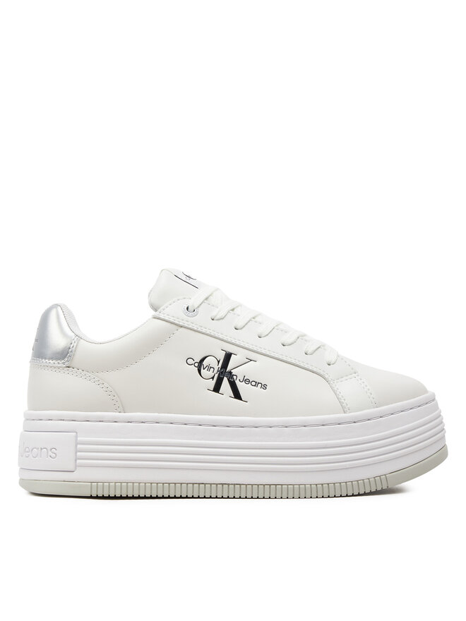 Calvin Klein Jeans Αθλητικά Calvin Klein Jeans Bold Platf Low Lace Lth Ml Mtl YW0YW01516 Λευκό