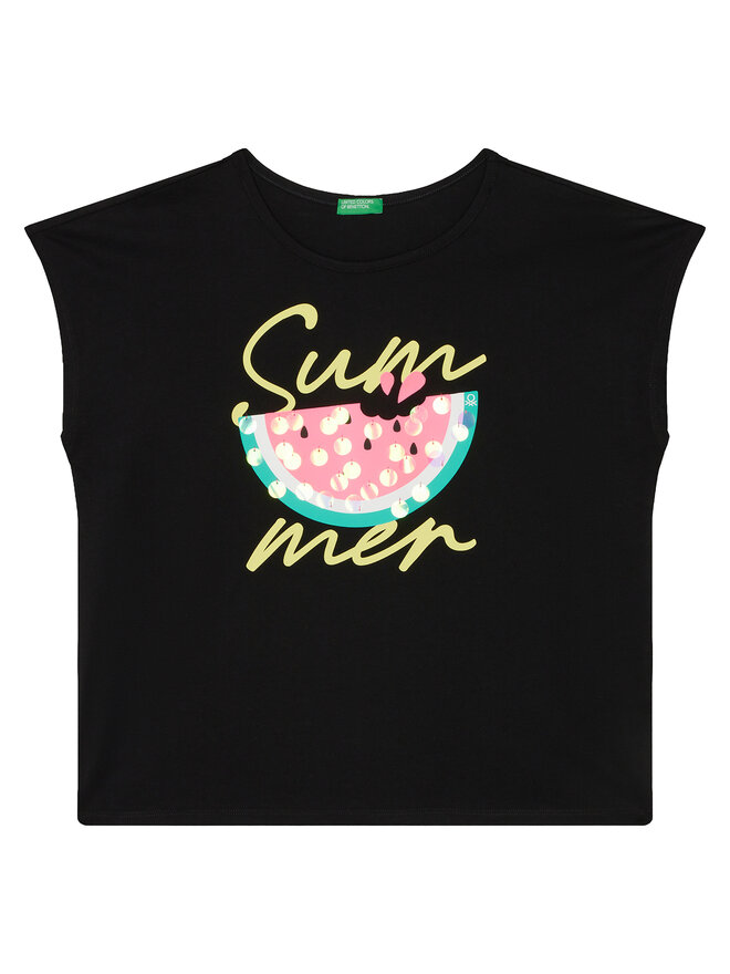 United Colors Of Benetton United Colors Of Benetton T-Shirt 3I1XC10P0 Schwarz Regular Fit