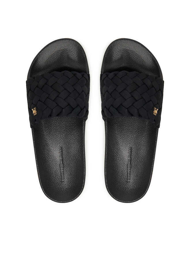 Tommy Hilfiger Pantoletten Tommy Hilfiger Th Braided Pool Slide FW0FW09203 Schwarz