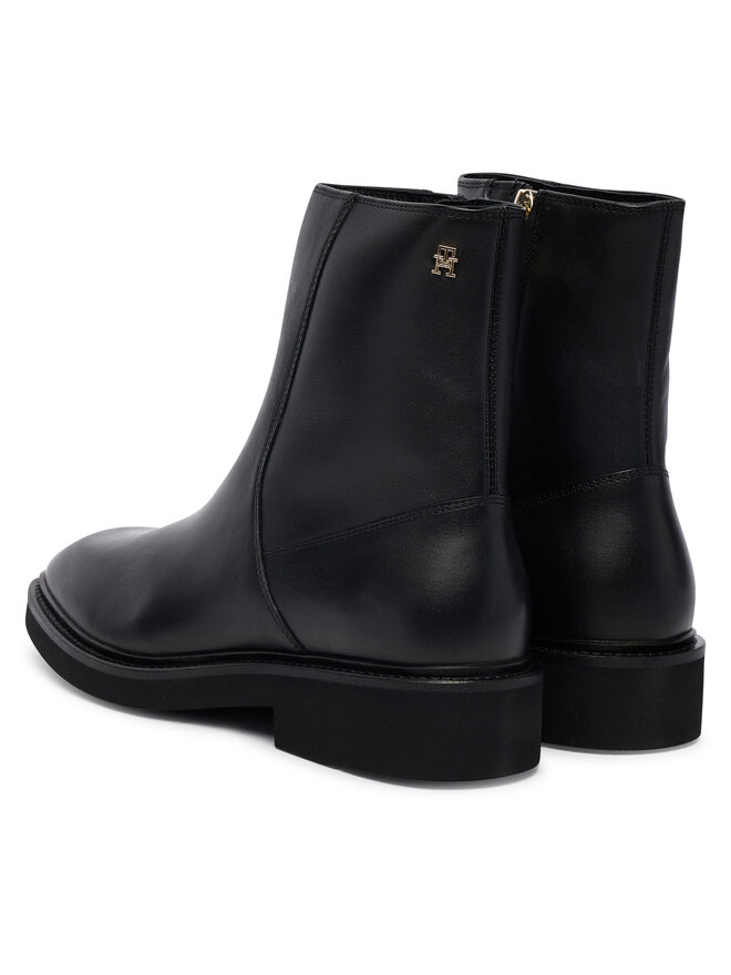 Tommy Hilfiger Μποτάκια Tommy Hilfiger Th Square Toe Leather Bootie FW0FW09046 Μαύρο