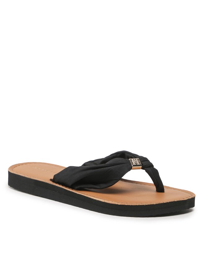 Tommy Hilfiger Japonki Tommy Hilfiger Th Elevated Beach Sandal FW0FW06985 Czarny