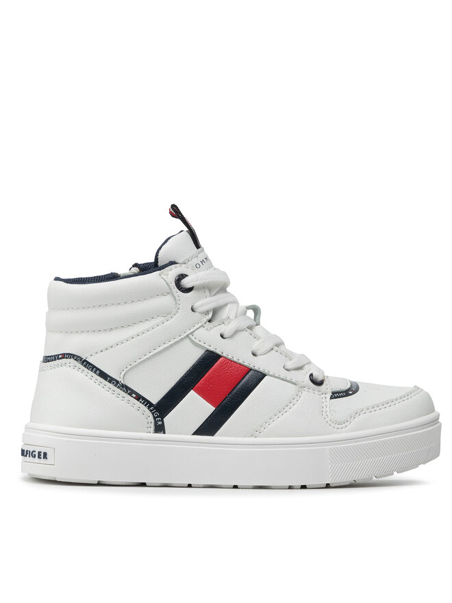 Sneakers Tommy Hilfiger High Top Lace Up Sneaker T3B4 32066 0900 M Blanc chaussures