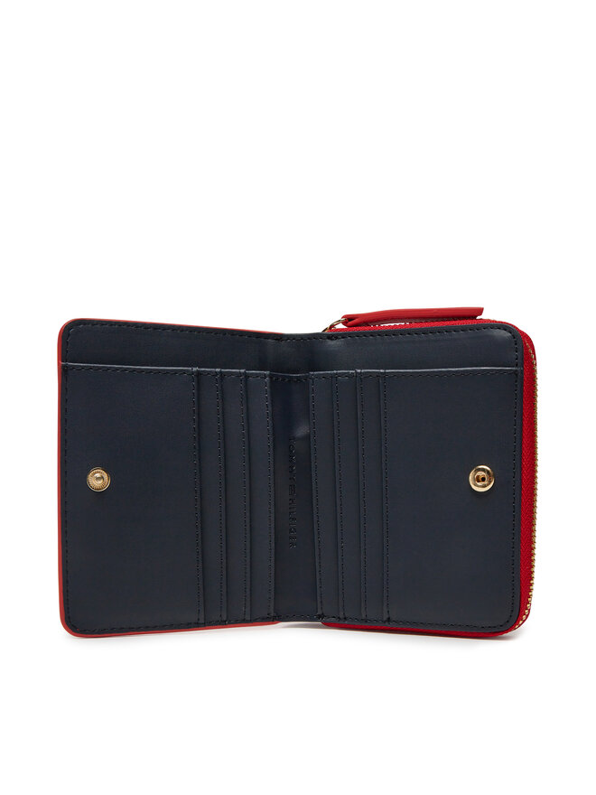 Tommy Hilfiger Mały Portfel Damski Tommy Hilfiger Th Logotape Med Za AW0AW17408 Czerwony