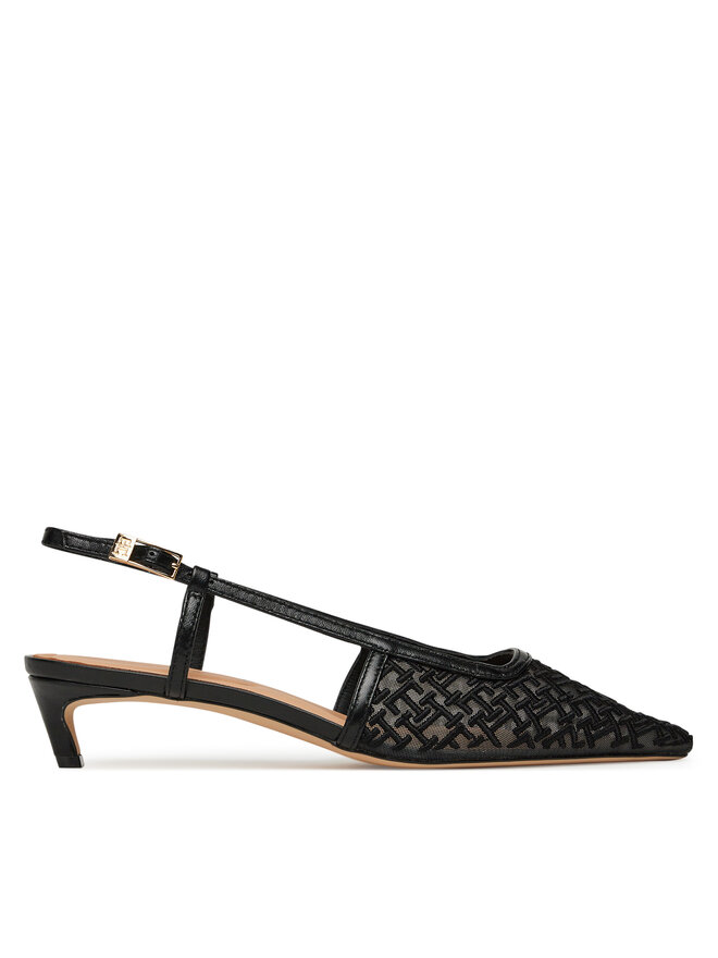 Tommy Hilfiger Сандали Tommy Hilfiger Mono Squared Toe Kitten Slingb FW0FW08746 Черен
