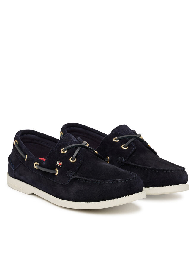 Tommy Hilfiger Mokassins Tommy Hilfiger Hilfiger Suede Boat Shoe FW0FW09338 Dunkelblau
