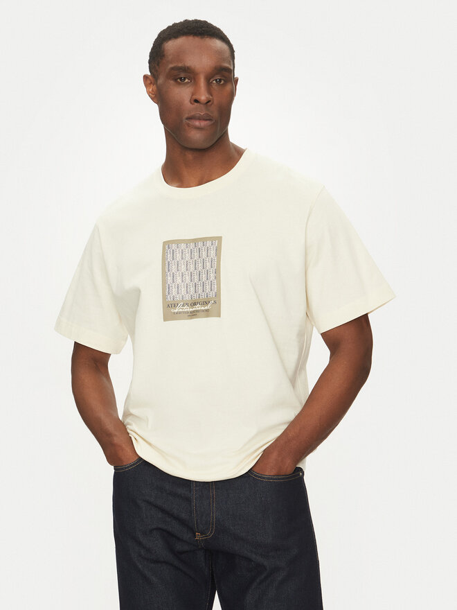 Jack&Jones Jack&Jones Marškinėliai Islington 12273019 Écru Loose Fit