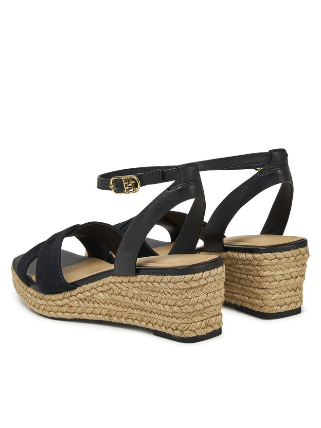 Tommy Hilfiger Espadrilky Tommy Hilfiger Leather & Suede Mid Wedge Espad FW0FW08804 Černá