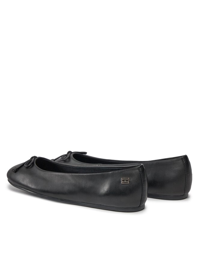 Tommy Hilfiger Baleriny Tommy Hilfiger Essential Leather Ballerina FW0FW07768 Czarny