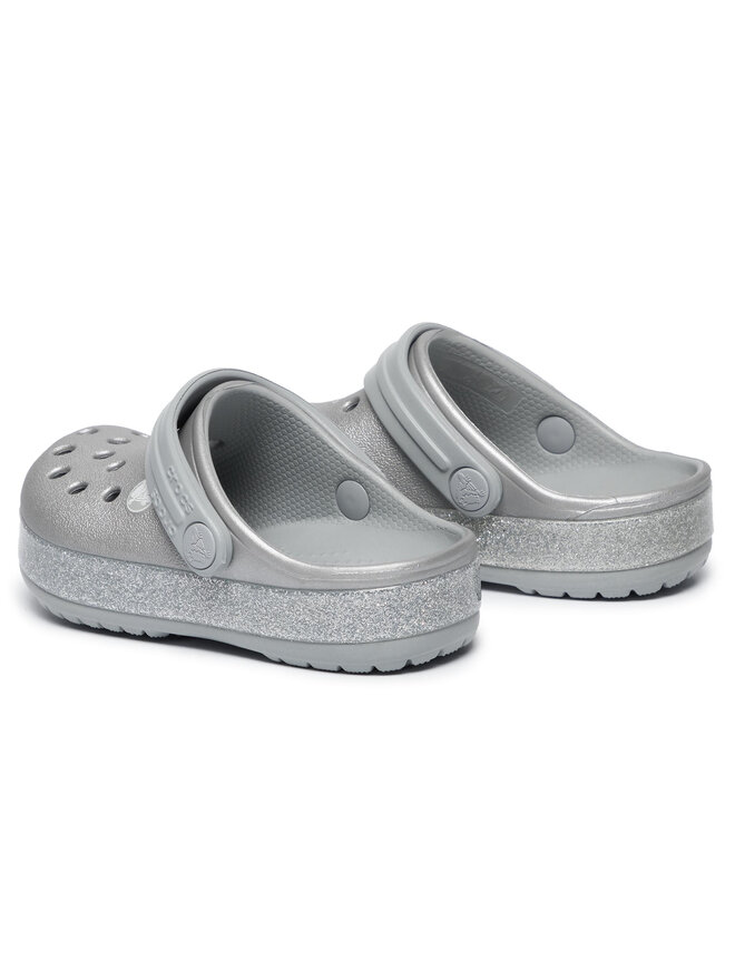 Pantoletten Crocs Crocband Glitter Clog K 205936 Silberfarben eschuhe