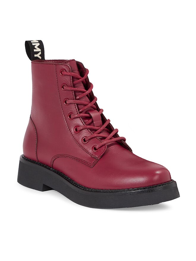 Tommy Jeans Μποτάκια Tommy Jeans Tjw Lace Up Flat EN0EN02310 Μπορντό