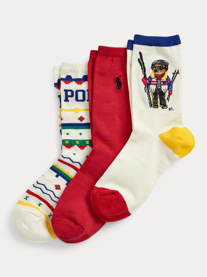 Polo Ralph Lauren 3 sieviešu augsto zeķu komplekts Polo Ralph Lauren 455898867001 Daudzkrāsains