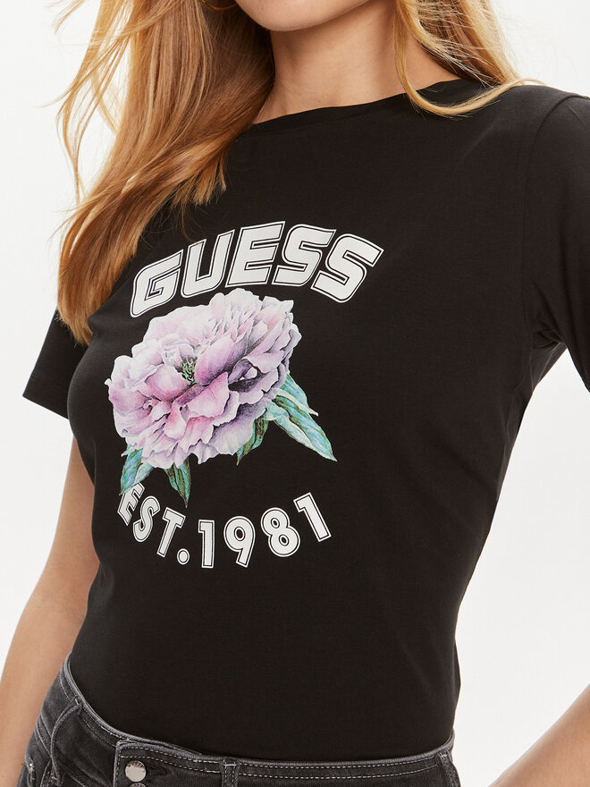 Guess Guess Футболка Peony V4YI15 J1314 Чорний Regular Fit