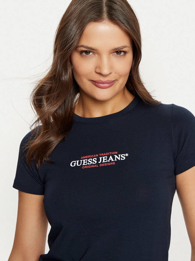 Guess Jeans Guess Jeans Póló W4YI03 J1314 Sötétkék Regular Fit