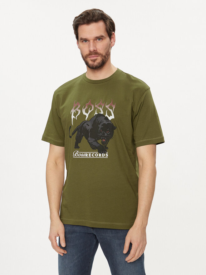 BOSS BOSS Camiseta TeePantera 50510223 Verde Regular Fit