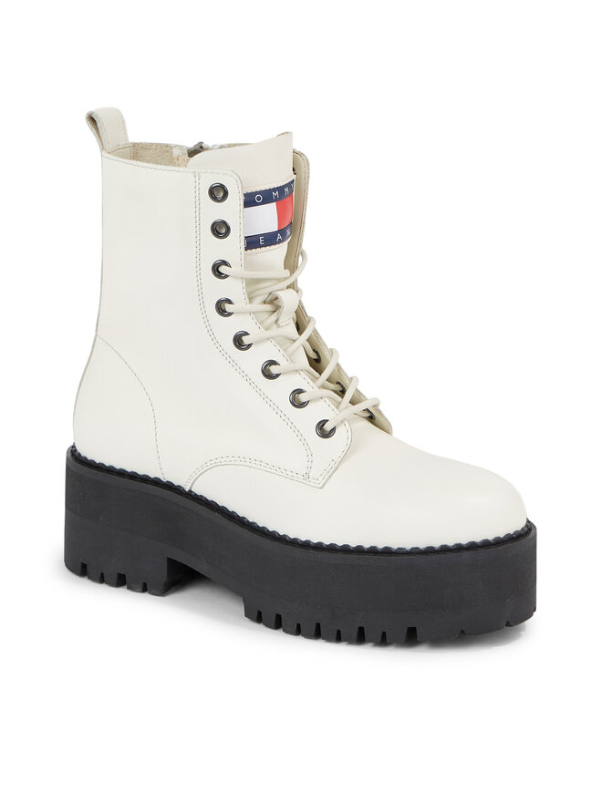 Tommy Jeans Μποτάκια Tommy Jeans Tjw Boot Zip Up EN0EN02305 Λευκό