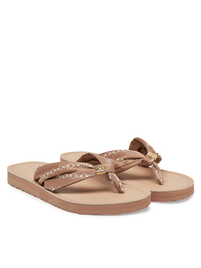Tommy Hilfiger Flip-flops Tommy Hilfiger Th Chain Print Elevated Sandal FW0FW08519 Bézs
