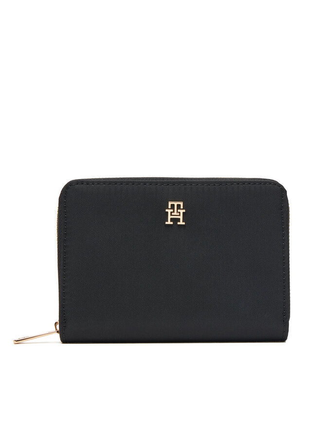Tommy Hilfiger Μικρό Πορτοφόλι Γυναικείο Tommy Hilfiger Th Icon Med Za Nylon AW0AW17741 Μαύρο