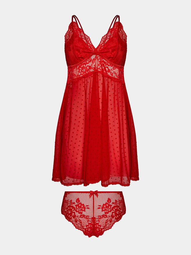 Hunkemöller Hunkemöller Hálóing 173763 Piros Feminine Fit