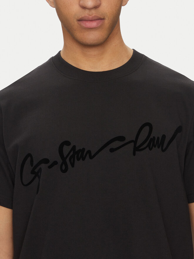 G-Star Raw G-Star Raw T-Shirt Floock G-Script D25148-C784 Μαύρο Regular Fit
