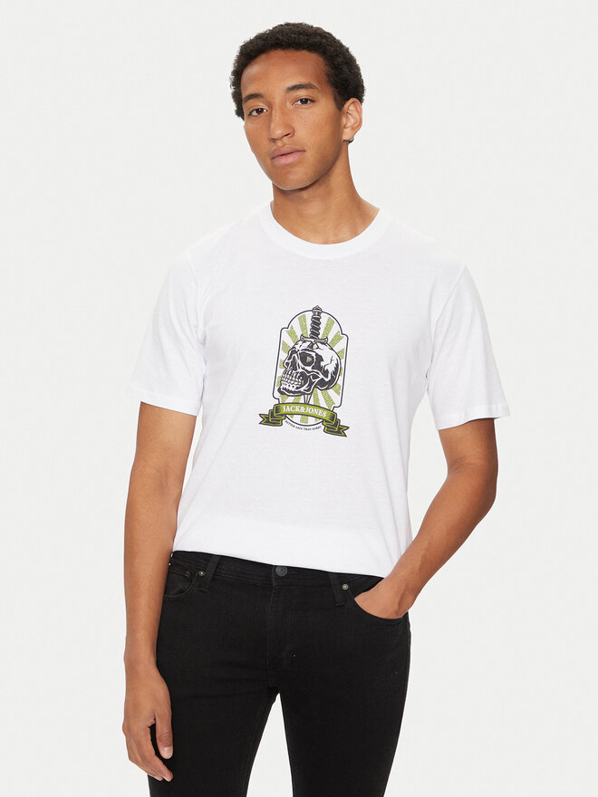 Jack&Jones Jack&Jones Marškinėliai Seven Skull 12262491 Balta Regular Fit