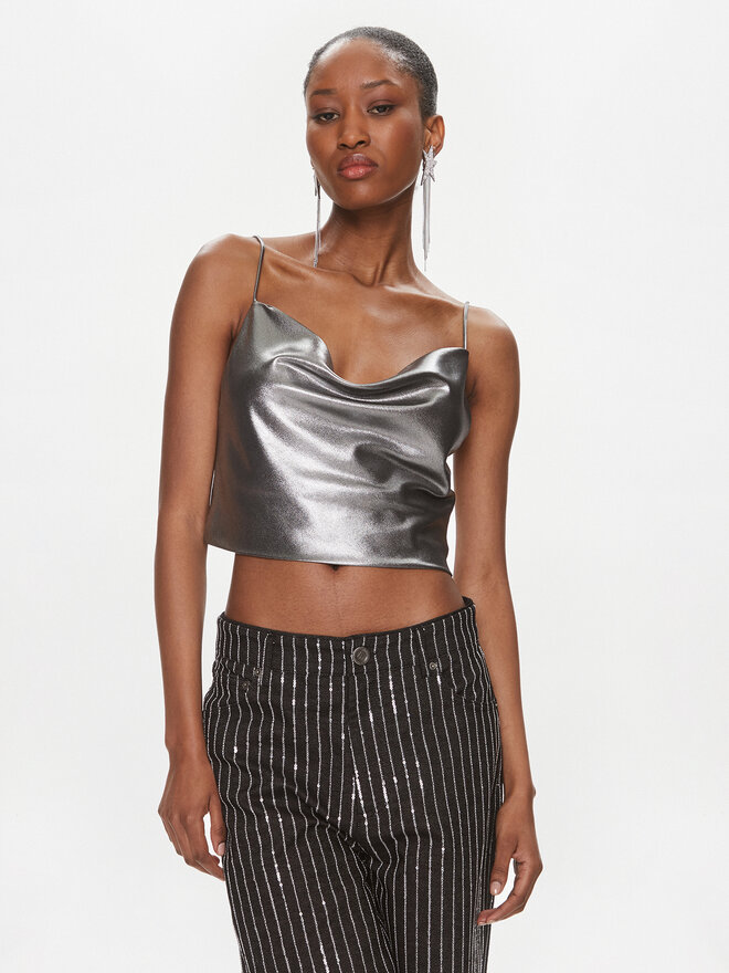 ROTATE ROTATE Τοπ Metallic Crop Top 1116512293 Ασημί Regular Fit