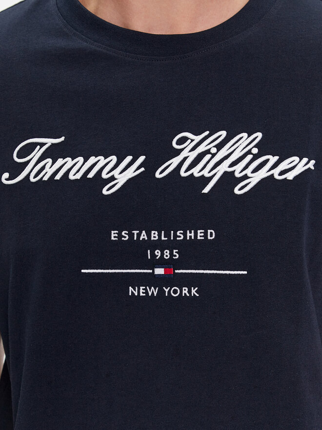 Tommy Hilfiger Tommy Hilfiger Camiseta Script Logo Tee MW0MW33691 Azul marino Regular Fit