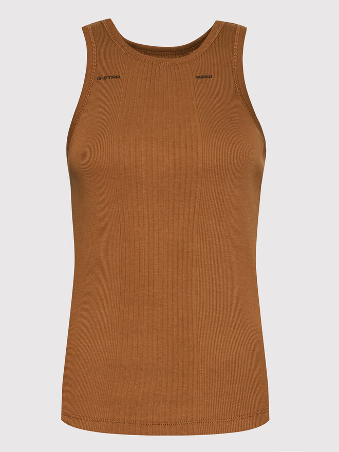 G-Star Raw G-Star Raw Marškinėliai Engineered Rib D19323-C678-C740 Ruda Slim Fit