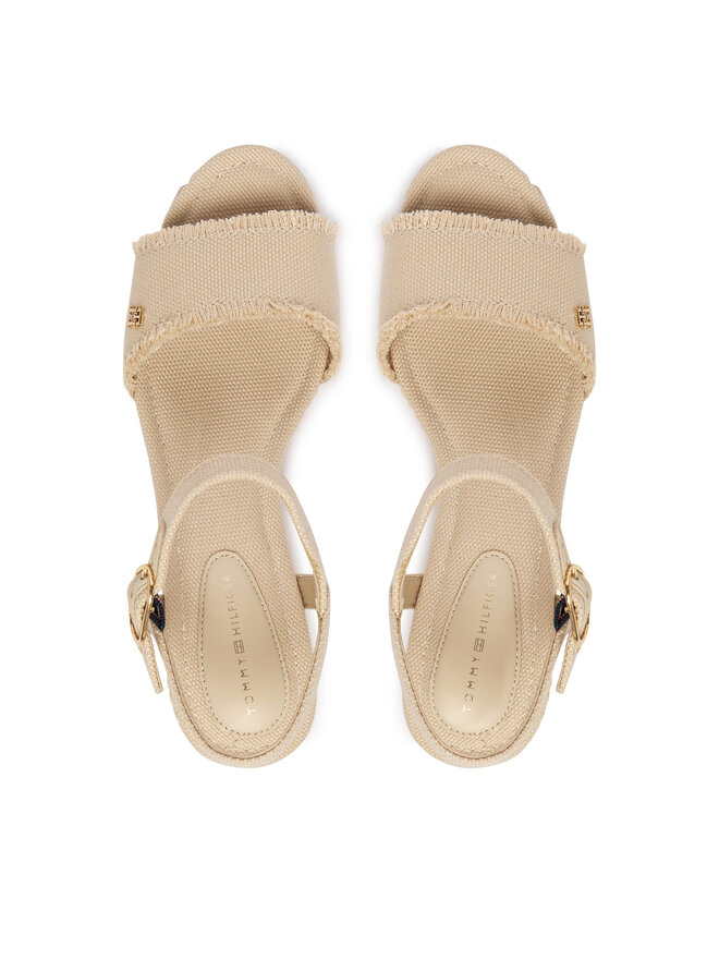 Tommy Hilfiger Sandalen Tommy Hilfiger Mid Woven Wedge Espad Fringe FW0FW09470 Beige