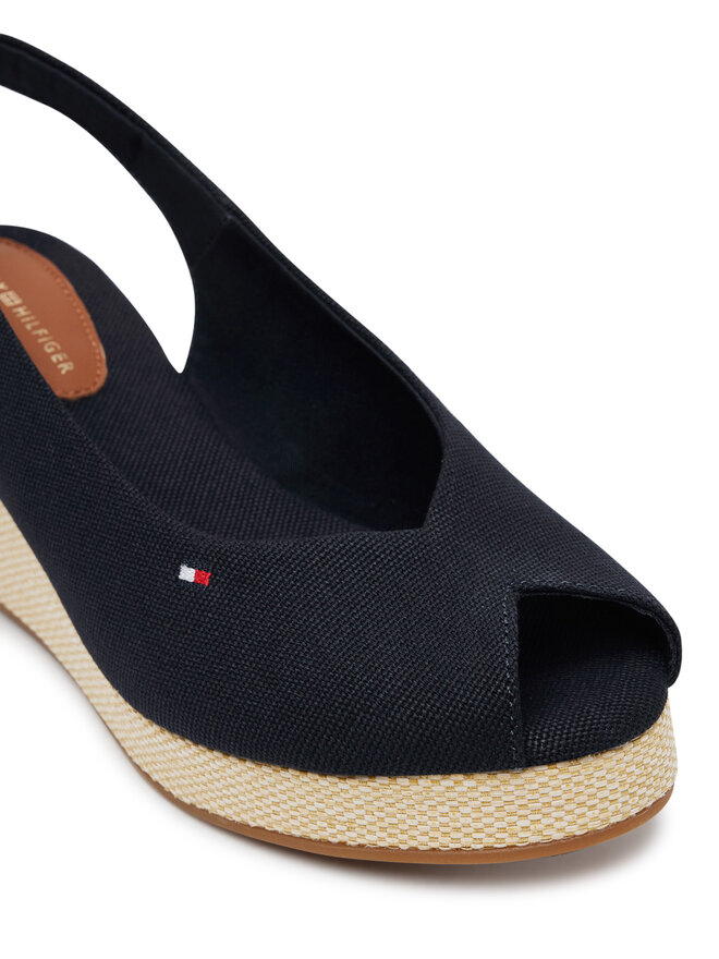 Tommy Hilfiger Sandały Tommy Hilfiger Flag Mid Wedge Espad Slingback FW0FW08595 Granatowy