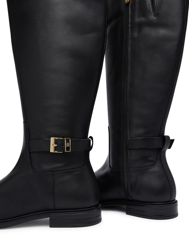 Tommy Hilfiger Stiefel Tommy Hilfiger Th Buckle Leather Knee Boot FW0FW09572 Schwarz