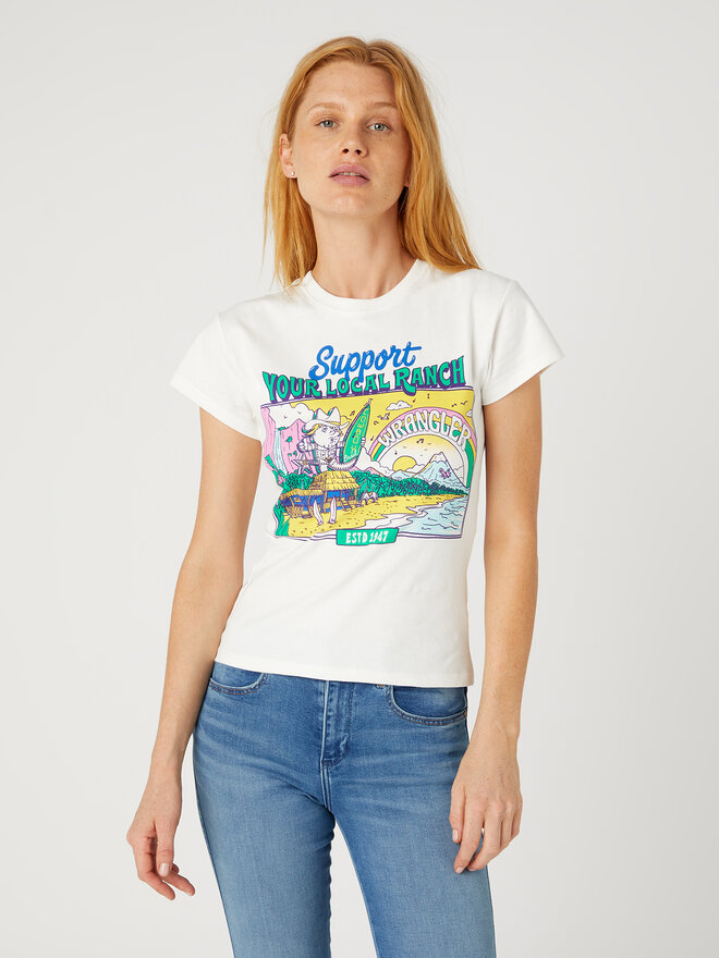 Wrangler Wrangler T-Shirt Shrunken Band W7FDEEW02 112332013 Λευκό Slim Fit