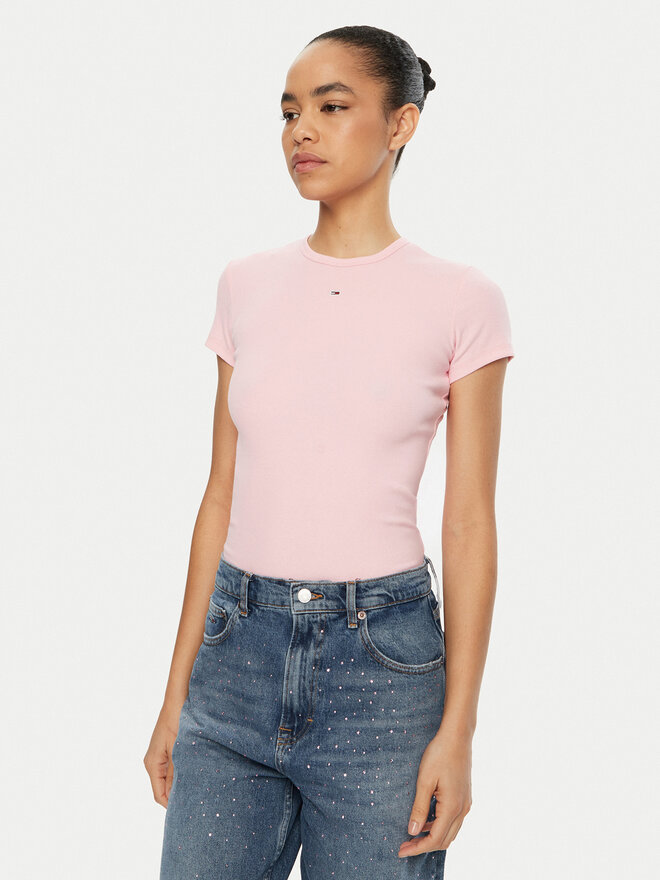 Tommy Jeans Tommy Jeans Marškinėliai Essential DW0DW17383 Rožinė Slim Fit