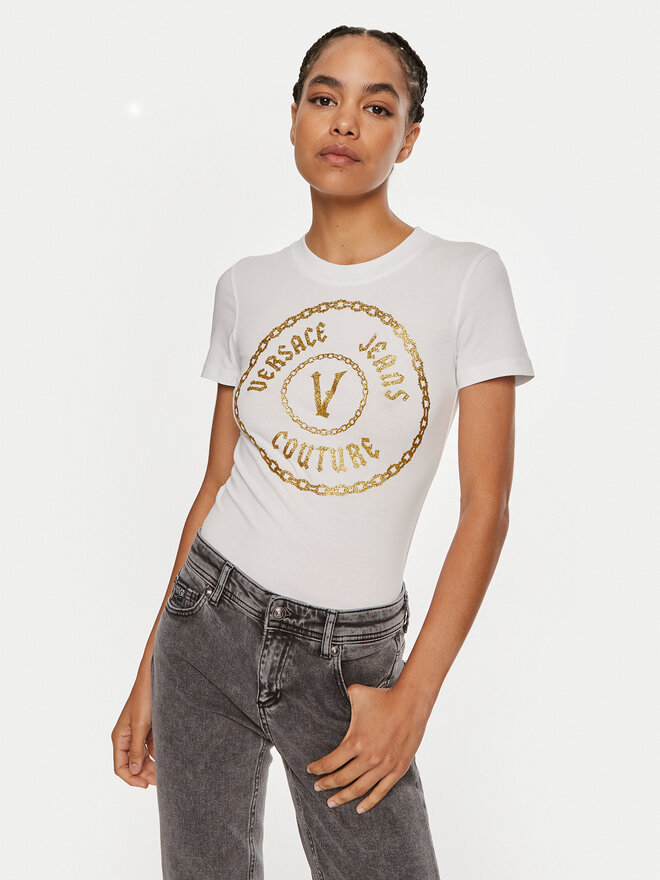 Versace Jeans Couture Versace Jeans Couture Camiseta 77HAHT02 CJ03T Blanco Slim Fit
