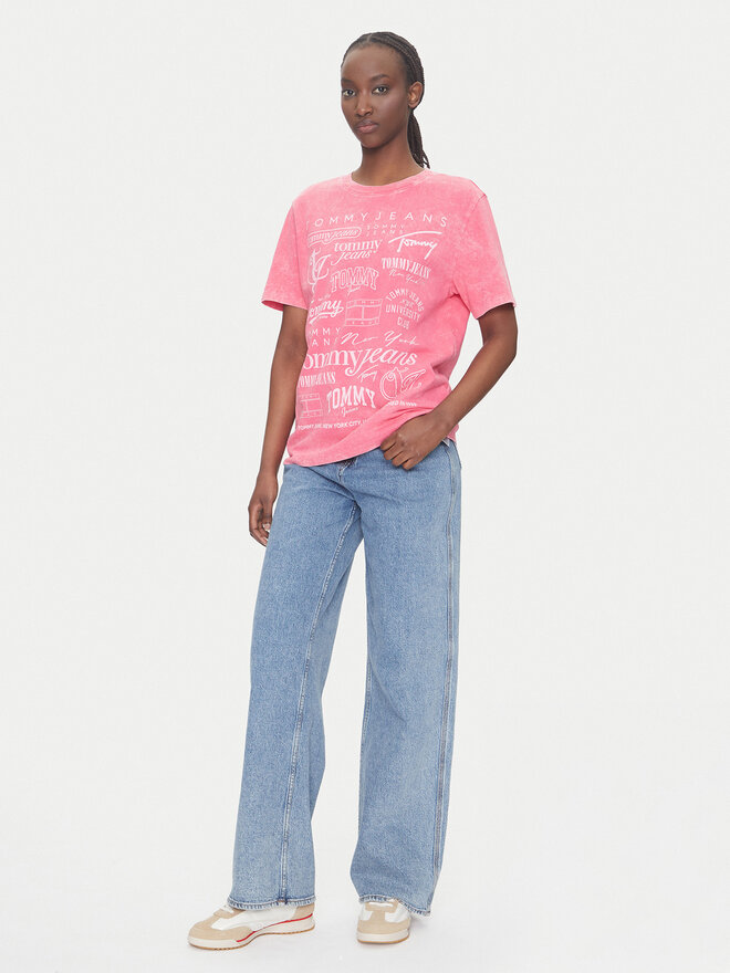 Tommy Jeans Tommy Jeans Marškinėliai Multi Brand DW0DW20923 Rožinė Relaxed Fit