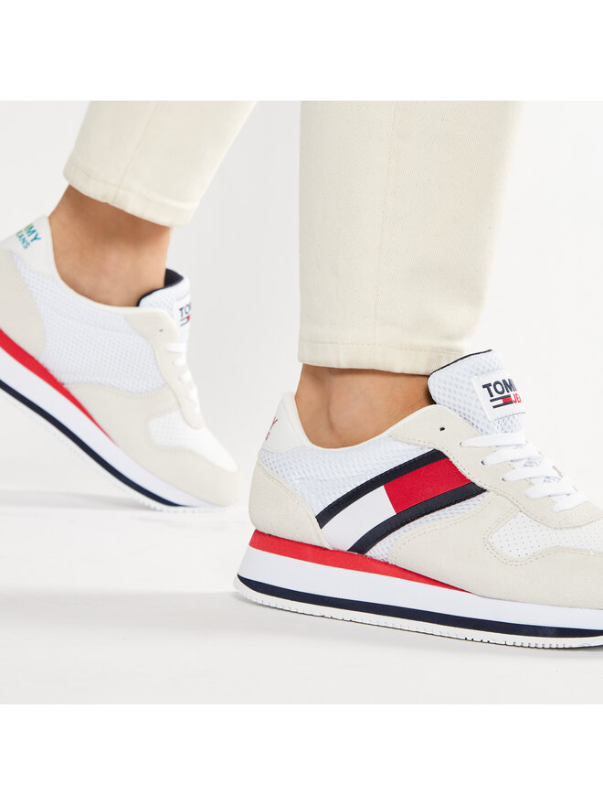 Tommy Jeans Laisvalaikio batai Tommy Jeans Flatform Runner EN0EN01357 Balta