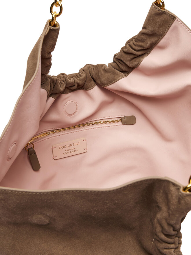 Coccinelle Handtasche Coccinelle V5G Coccinellesmash Suede Bim E1 V5G 11 02 01 Dunkelbeige