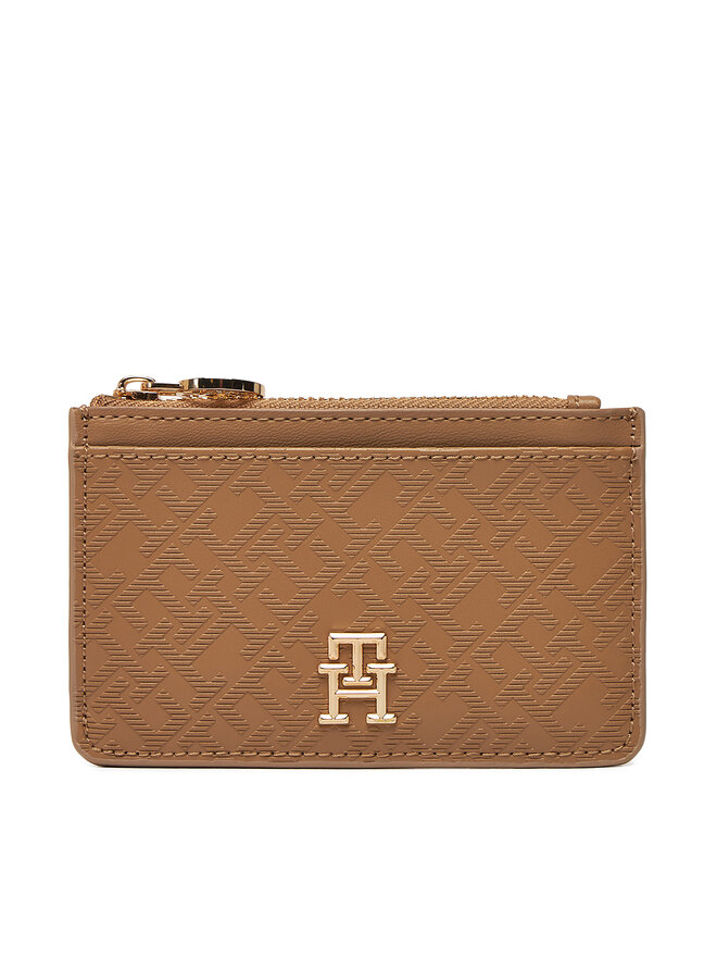 Tommy Hilfiger Puzdro na kreditné karty Tommy Hilfiger Th Distinct Long Cc Holder Mono AW0AW17401 Hnedá
