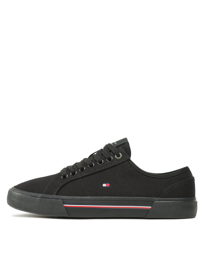 Tommy Hilfiger Sneakers aus Stoff Tommy Hilfiger Core Corporate Vulc Canvas FM0FM04560 Schwarz